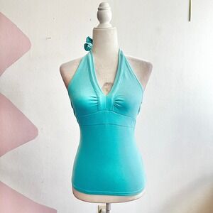 Vintage Y2k Halter Tank Top 2000s Coachella Festival Retro Blue Small